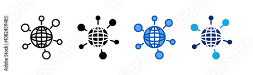 globalization icon set multiple style collection