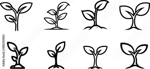 Different artistic styles of sprouting plant icons
