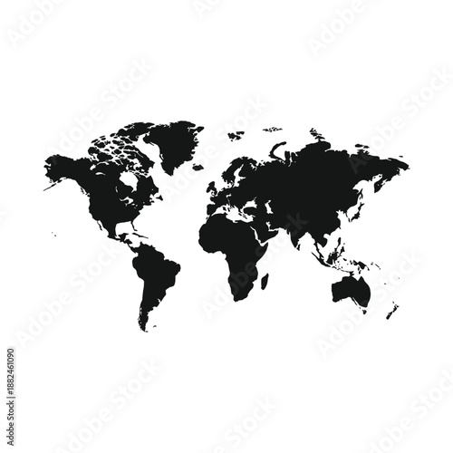 Silhouette of world map vector icon illustration on white background