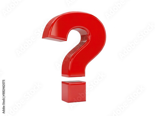 Large red question mark icon isolated on transparent background