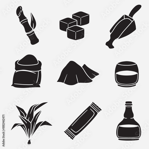 set of sugarcane product good for icon, symbol, element design, silhouette design, etc