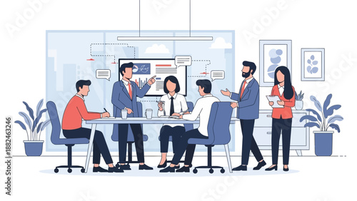 Business Professionals in Modern Office Meeting.