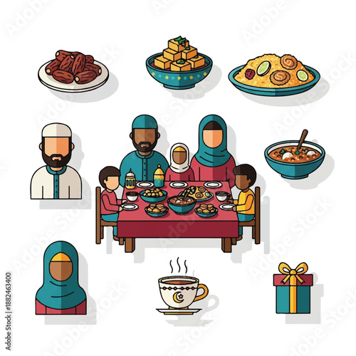 Family Celebrating Ramadan Together with Food 1.