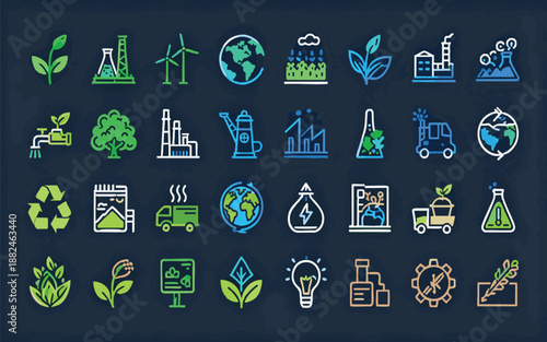 Environment Conservation, Renewable Power and Nature Symbols
