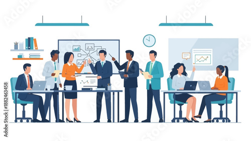 Diverse Business Team Collaborating in Modern Office.