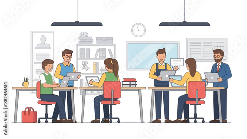 Team of People Working Together in Office.