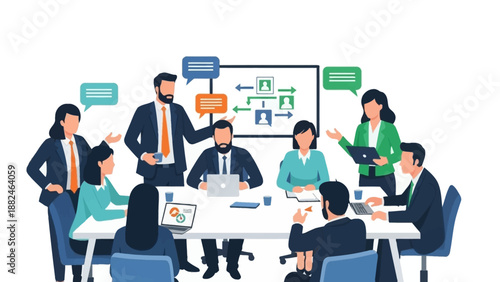 Business Professionals in Meeting Discussing Project.