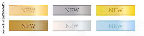 角丸長方形のシンプルな「NEW」ラベル6色セット、ECサイトやUIに使いやすいミニマル新着表示用デザイン素材