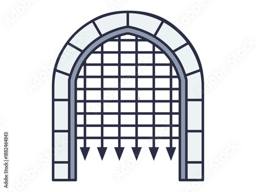 Castle gate icon. Kingdom icon and symbol. Kingdom elements. Simple flat vector icon.