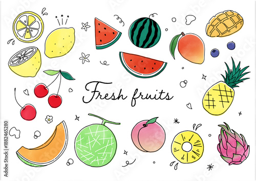 手書きゆるい果物　Hand-Drawn Loose Fruits