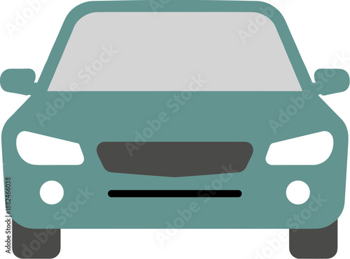 Simple Flat Front View Car Transportation Automobile Illustration