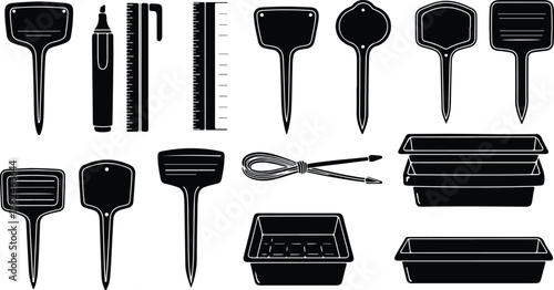 Black Silhouette BBQ Grill Utensil and Accessory Set Illustration