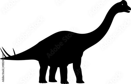 Amargasaurus dinosaur silhouette, a unique sauropod standing with distinctive neck spines.