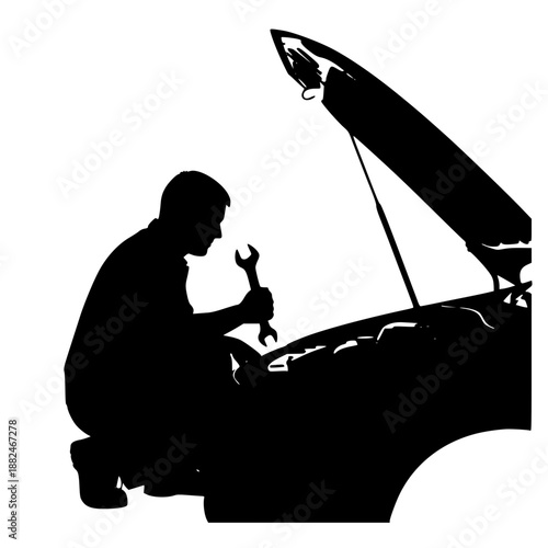 Mechanic Working Silhouette Vector Icon