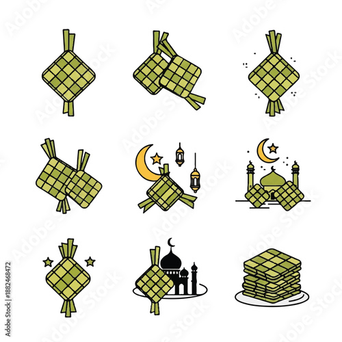 Ketupat Rice Dumplings Islamic Food Symbols.