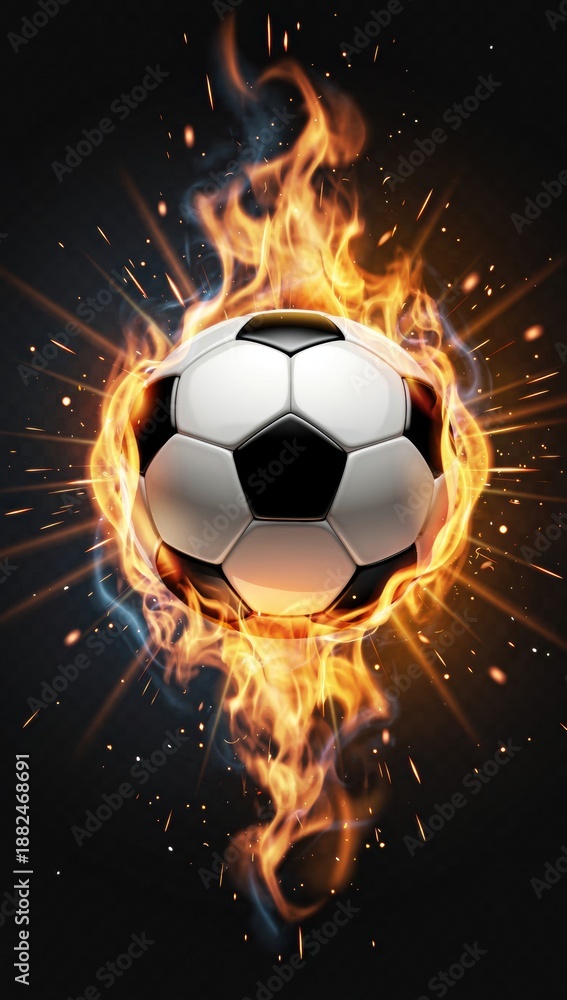 Fototapeta premium Fiery soccer ball