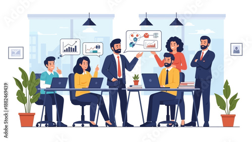 Business Professionals Discussing Project in Office.