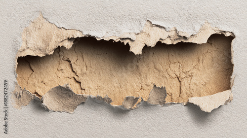 Hole in the wall showing the inner layers of a structure