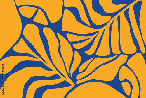 Flower doodle background. Botanical  abstract shape doodle art design.