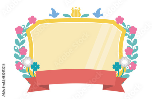 花束とリボンのかわいいプレートフレーム - アワードランキング素材