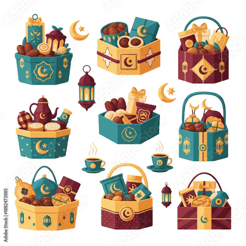 Ramadan Gift Baskets with Lanterns and Treats.