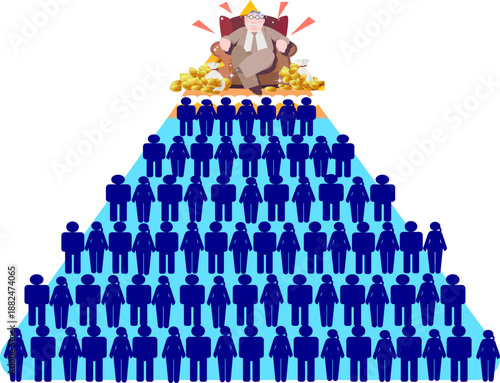 Abstract illustration of income inequality and social hierarchy pyramid structure