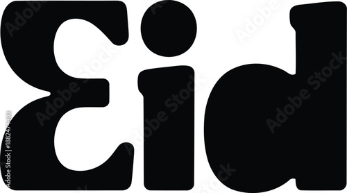 Eid Typography Black and White Vector Illustration