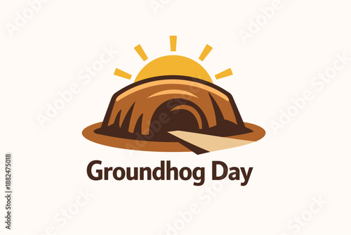 groundhog day, groundhog day illustration, seasonal observance design, winter tradition artwork, february