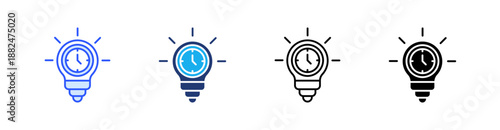 Creative Time Multiple Style Icon Set Vector 