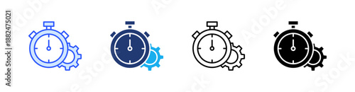 Work Efficiency Multiple Style Icon Set Vector 