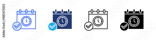 Deadline Check Multiple Style Icon Set Vector 