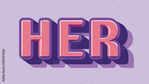 A bold and colorful vector illustration of the word 'her', perfect for designs and projects that require a touch of femininity and empowerment.