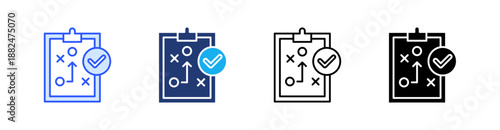 Strategy Multiple Style Icon Set Vector 