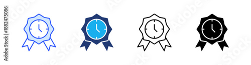 Best Time Multiple Style Icon Set Vector 