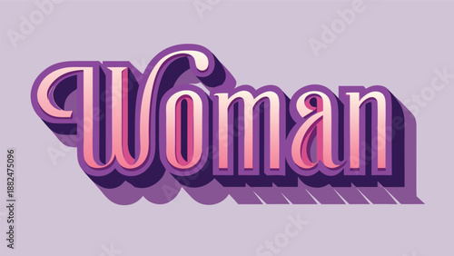 Vibrant vector illustration of 'woman' in bold pink and purple typography, perfect for commercial and editorial use