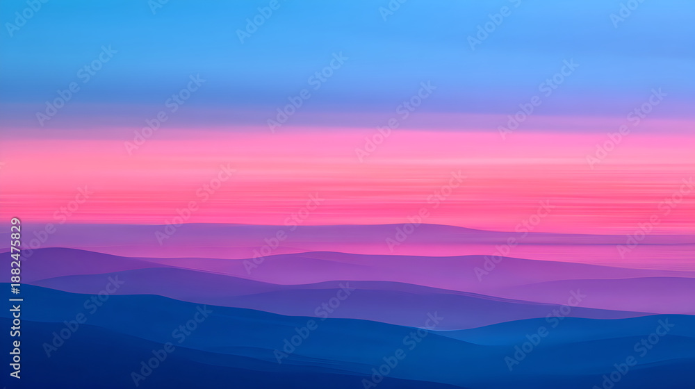 Obraz premium Dark Teal And Radiant Pink Horizon Merging Into Deep Reflective Layered Water Surfaces 