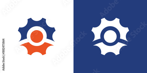 Dual meaning logo combining people and gear elements, symbolizing teamwork, efficiency, productivity, and human-centered operational solutions.