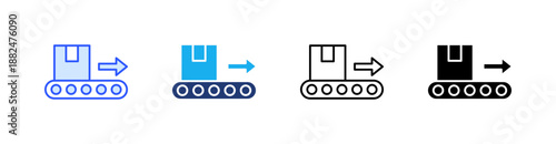 Conveyor Multiple Style Icon Set Vector 