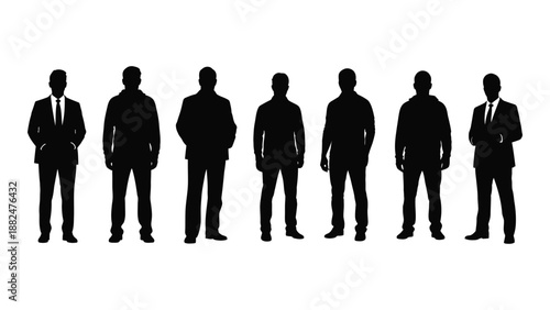 Silhouettes of businessmen isolated on white background, Vector