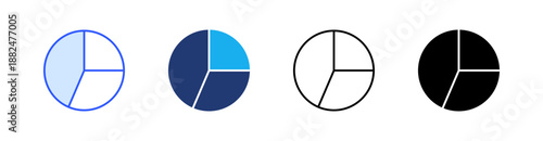 Pie Chart Multiple Style Icon Set Vector 