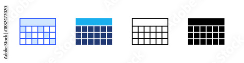 Data Table Multiple Style Icon Set Vector 