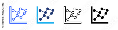 Line Chart Multiple Style Icon Set Vector 