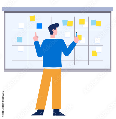 man pressing virtual button