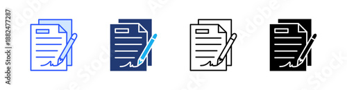 Contract Multiple Style Icon Set Vector 