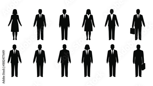 Silhouettes of business professionals isolated on white background, Vector