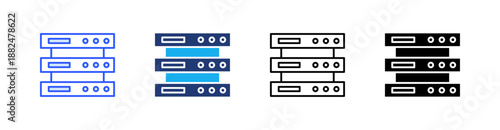 Server Multiple Style Icon Set Vector 