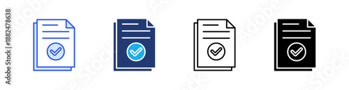 Accepted Multiple Style Icon Set Vector 