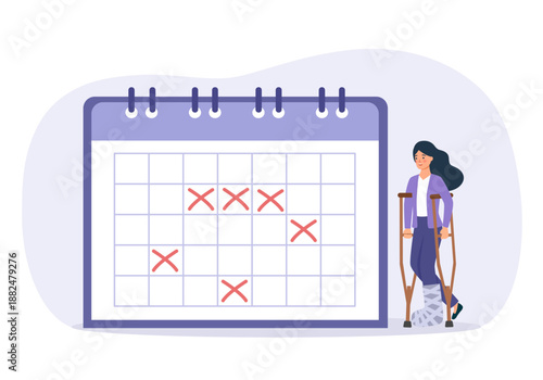 Sick leave concept vector illustration. Paid days, stay home, without losing pay, social insurance, ill worker.