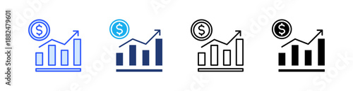 Economic Multiple Style Icon Set Vector 
