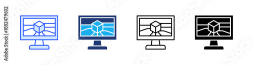 Digitalization Multiple Style Icon Set Vector 